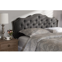 Baxton Studio BBT6693-Dark Grey-King HB-H1217-20 Aurora Modern and Contemporary Dark Grey Fabric King Size Headboard